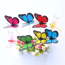 24Pcs Butterfly Dragonflies Stakes Garden Decoration Accessories New Year Christmas Decoration Outdoor Fences DIY Decoration