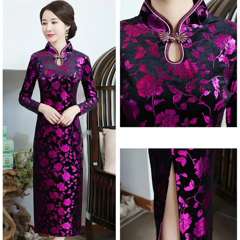 Женское элегантное тонкое китайское платье cheongsam большого размера с принтом, вечернее платье, китайское свадебное сексуальное китайское традиционное платье qipao