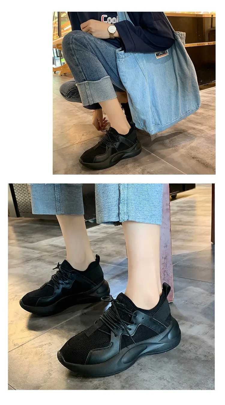 Women Platform Chunky Sneakers Casual Shoes Korean Fashion Winter Female Khaki Lace Up Comfortable Running Brand Dad Shoes Woman