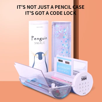 多機能筆箱大容量ペンケースペンボックスとミラー電卓少年少女のための学校文具ペンボックス