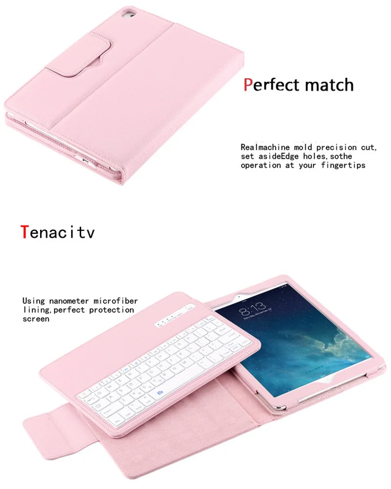 Клавиатура чехол для Apple, iPad, Складные PU Чехол-книжка со съемной Bluetooth Беспроводной клавиатура для iPad Tablet
