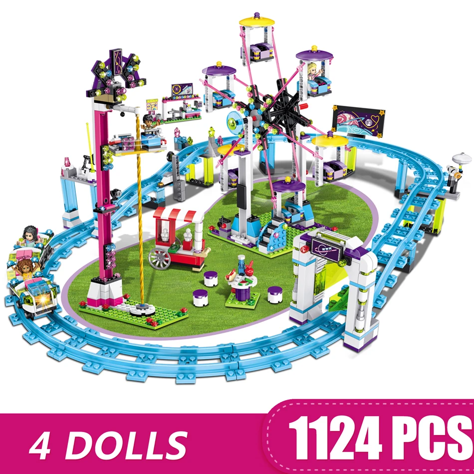 

In Stock 1124PCS Small Building Blocks Toys Compatible with Legoinglys Friends Roller Coaster Gift for Girls Boys Children DIY