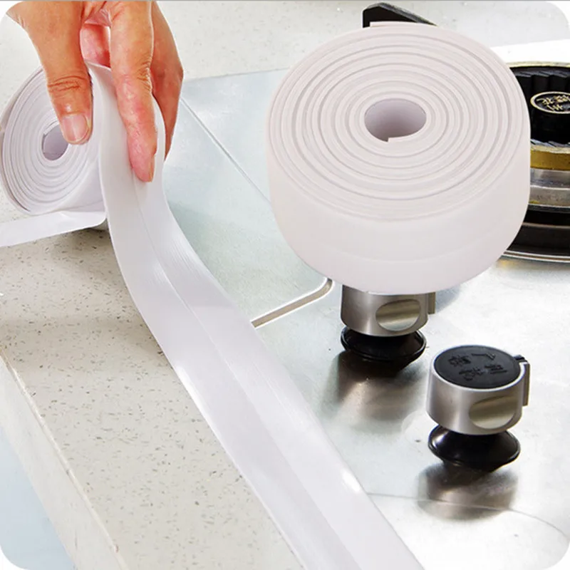 

1 ROLL Kitchen Sink Waterproof Mildew Proof Tape Bathroom Wall Corner Line Sealing Crevice Strip PVC Tape Adhesive Tape 3.2mx2cm