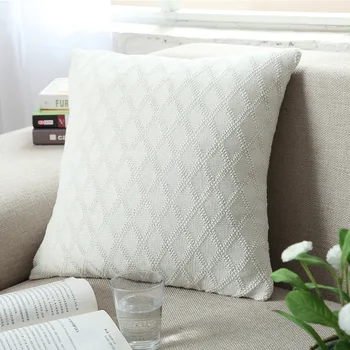 

Knit Cushion Cover Solid Ivory Grey Pink Ivory Green Solid Pillow Case 45*45cm Soft For Sofa Bed Nursery Room Decorative