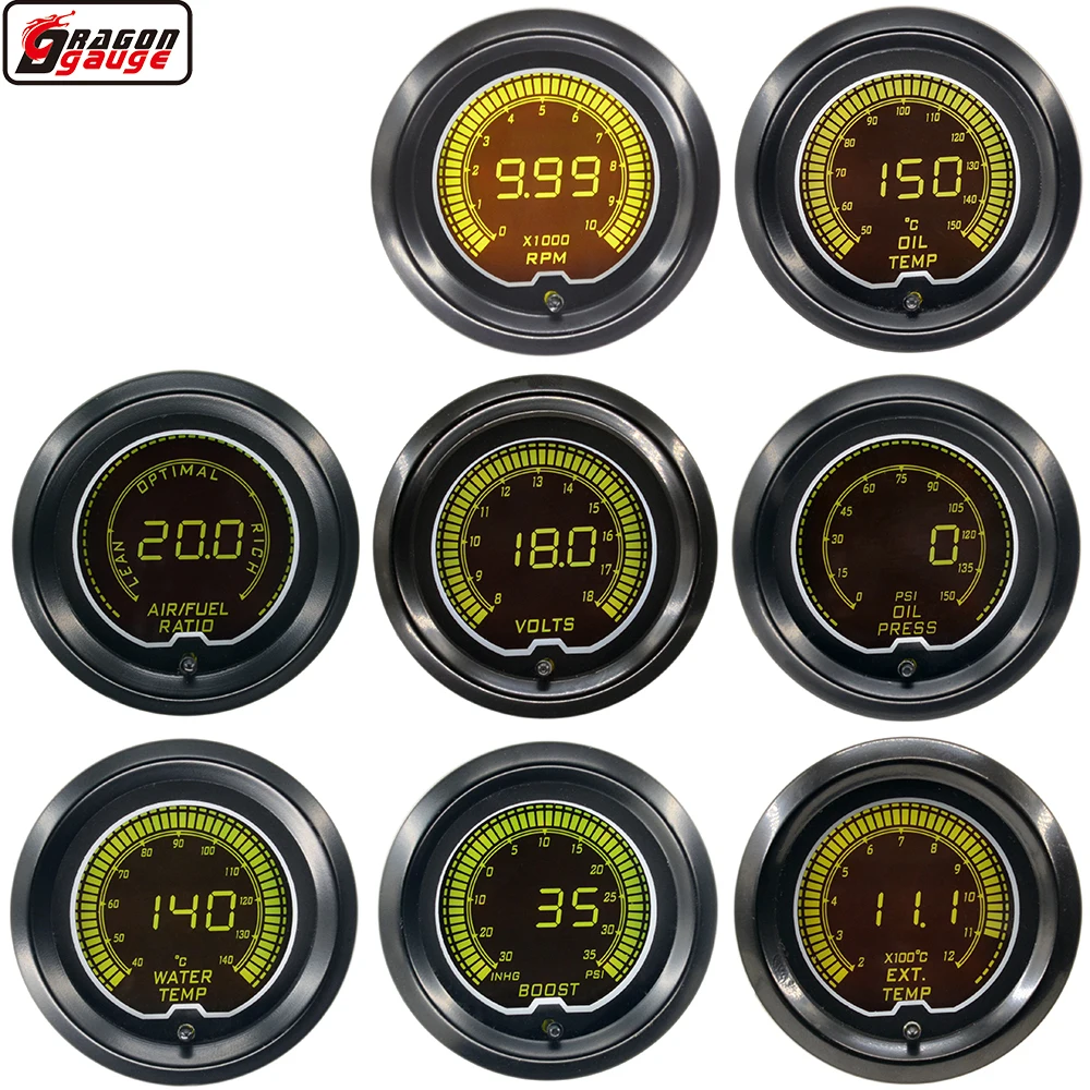 Kit Jauge Température Double Numérique 10 Couleurs - Jusqu'à 300°F, Pour Eau/huile/transmission