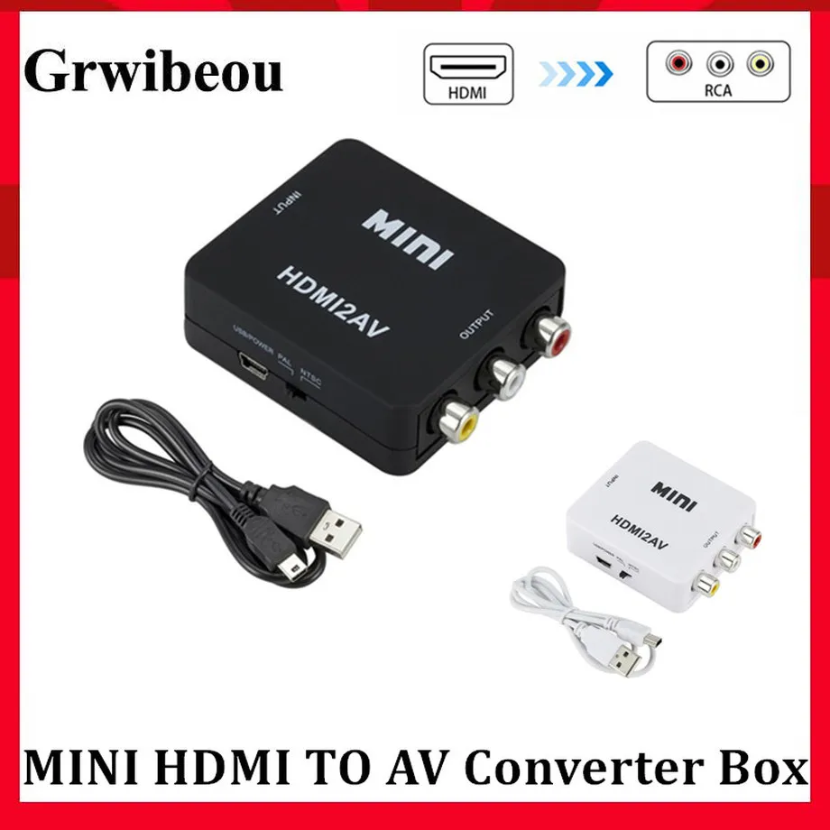 

Grwibeou HDMI TO AV Scaler Adapter HD Video Converter Box HDMI to RCA AV/CVSB L/R Video 1080P HDMI2AV Adapter Support NTSC PAL