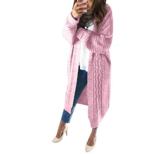 Winter Solid Color Women Warm Open Front Knit Sweater Coat Long Cardigan Outdoor Windproof Gift