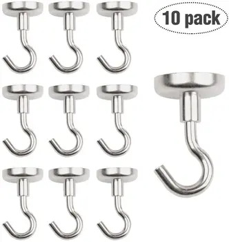

Magnetic Hooks,60 lbs Heavy Duty Magnet Hooks,Super Magnets with Neodymium Rare Earth for Hanging,Pack of 10