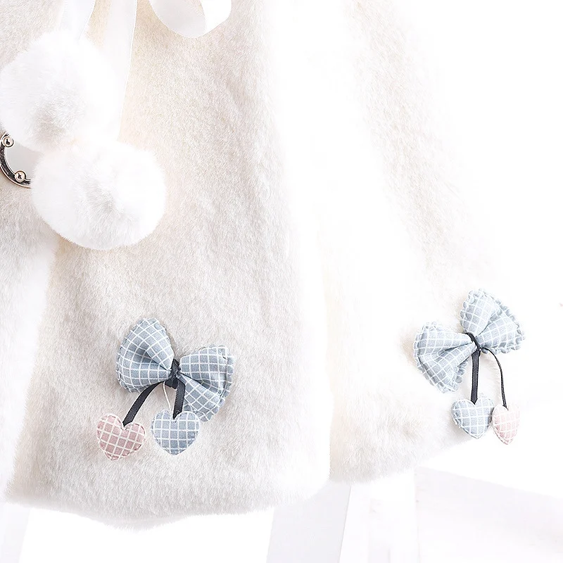 Осенне-зимнее теплое пальто для девочек Детская верхняя одежда для малышей утепленная накидка с бантом плащ из искусственного меха Casaco кардиган S9455