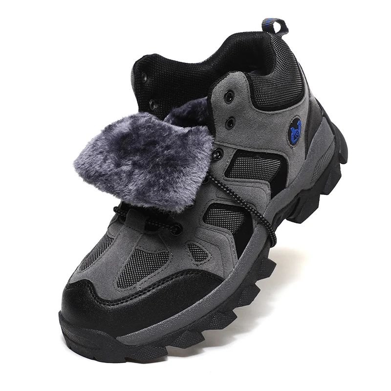 Large Size Outdoor Ankle Boots Men Snow Boots Fashion Lace Up Casual Sneakers Leather Winter Cowboy Footwear Hiking Shoes Spring