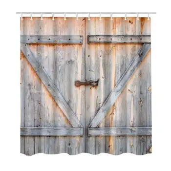 

Barn Bath Farm Door Wood Shed Rustic Bathroom Vintage Shower Curtain