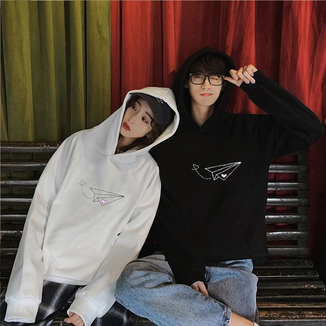 Heart Paper Airplane Print Couple Hoodies Matching Cotton Casual Funny  Hoodie for Women Hipster Tumblr Men Oversize Sweatshirt - AliExpress