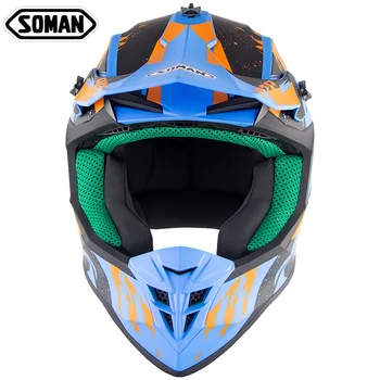 

casco capacete moto ECE Approved Soman SM633 Racing Flip up Motocross Helmets Full Face Motorcycle Helmet