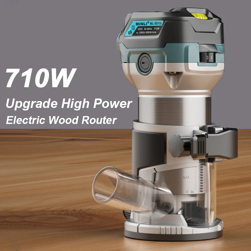 710w 6 speed speed adjustment trimming machine woodworking tools decoration hole punching machine 220v Ru 220V Trimming Machine Woodworking Slotting Machine Decoration Tool Electric Wood Milling Machine