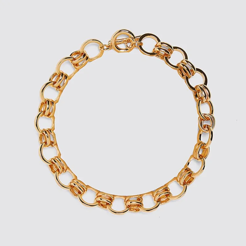 JUST FEEL ZA, Золотая цепочка, ожерелье s для женщин, круглые длинные Подвески Ожерелья Чокеры, модные массивные Макси ювелирные изделия, подарки - Окраска металла: 17601GD