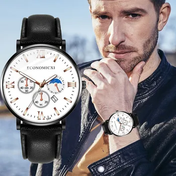 

Men's Single Calendar Watches Top Brand Luxury Business Watch Men Watch Sports Leather Roman Men's Watch Male Clock Relogio