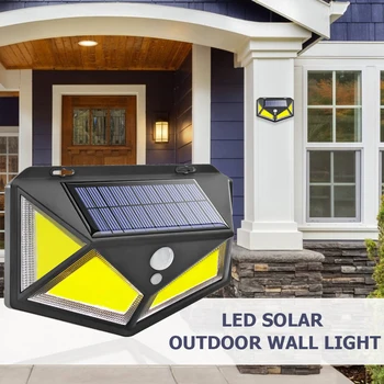 

158 COB LED Solar Light Outdoor Garden PIR Motion Sensor Wall Light 4 Sides Sun Powered IP65 Waterproof Street Lamp