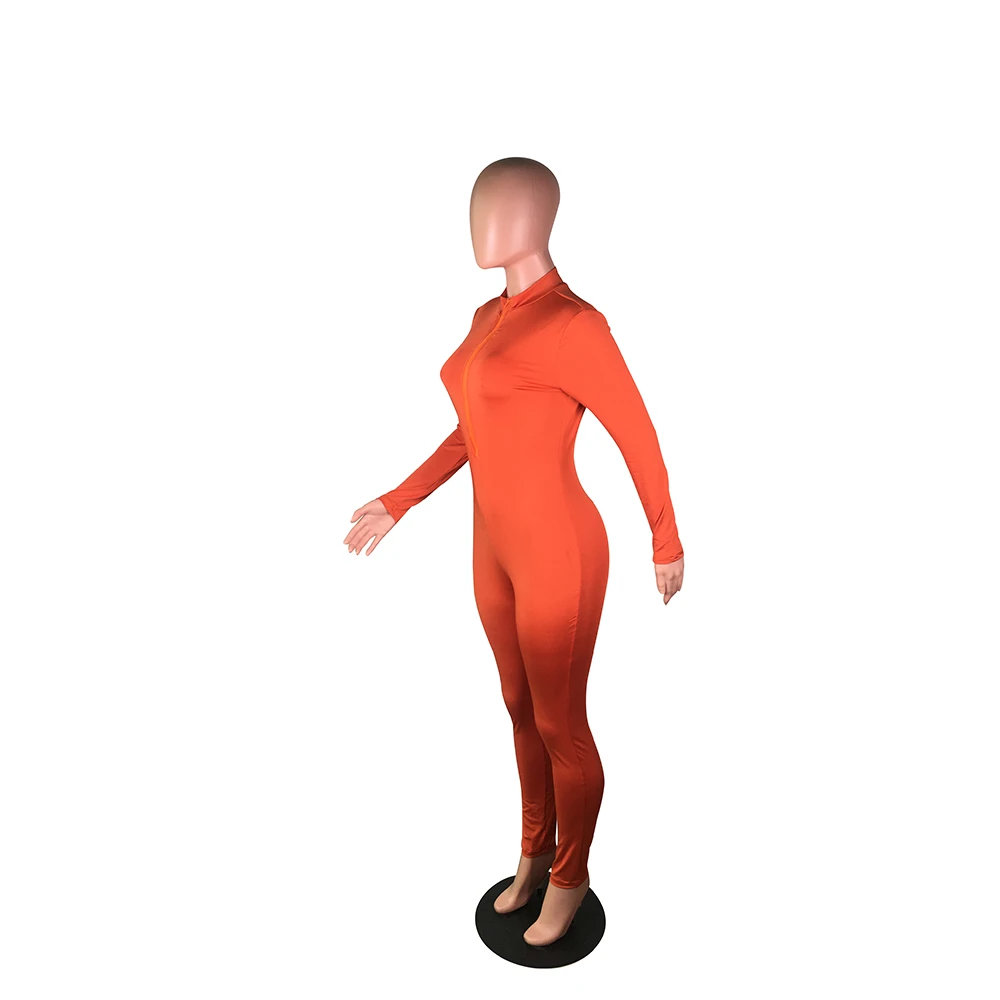 Новинка, комбинезон на молнии спереди и сзади jumpBS1130suit, элегантный Облегающий комбинезон-карандаш с длинными рукавами, Женский повседневный уличный комбинезон