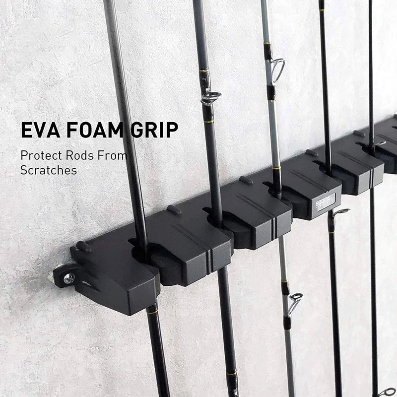 2Pcs Fishing Rod Racks Holder Wall Mount Vertical Horizontal Wall Ceiling Mount Garage Support 6-Rod