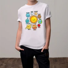 

2022 Children Clothes Solar System Printing Summer Fashion Cute Round Neck Short-sleeved T-shirt Baby Tops Girls Tee