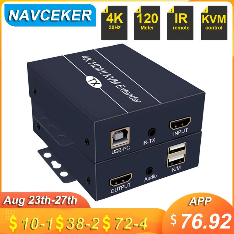 2021 120 м HDMI KVM удлинитель через Cat5e Cat6 USB RJ45 квм Удлинитель передатчик приемник для