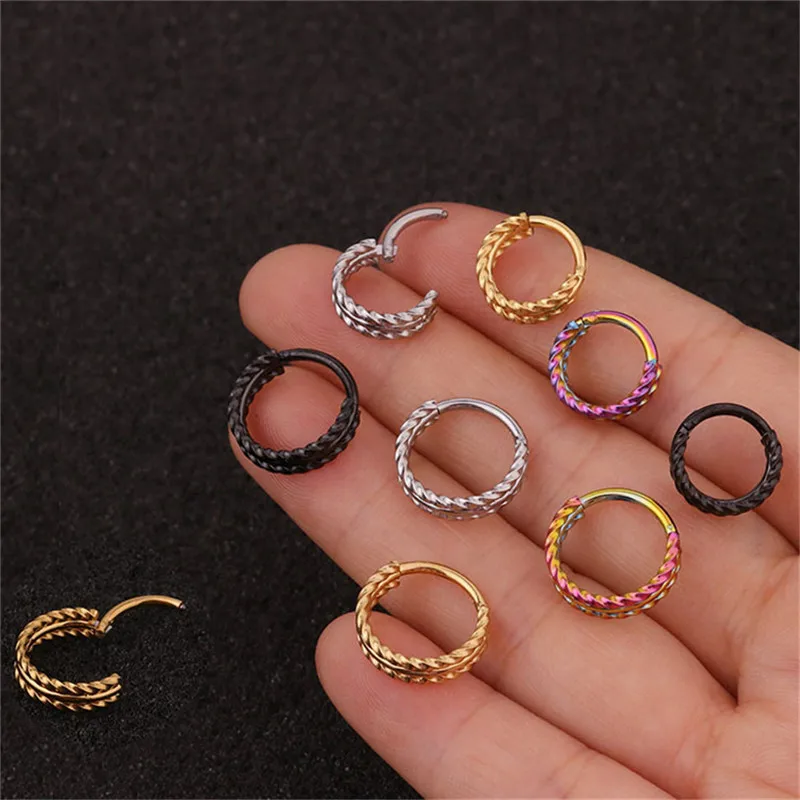 

TTLIFE Fashion Twist Open Ring Hypoallergenic Earrings Daith Tragus Helix Cartilage Rook 16G Piercing Earrings Jewelry for women