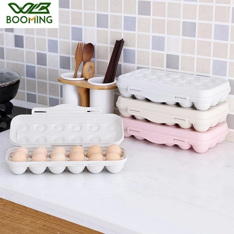 

WBBOOMING Plastic Egg Tray Kitchen Egg Storage Box Stackable Buckle Design Kitchen Egg Storage Box Refrigerator Organizer Bottle