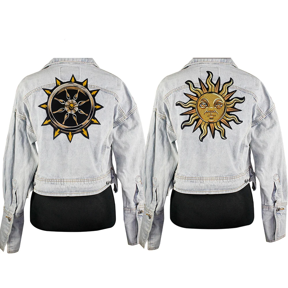 

Embroidery Sun patch Embroidery Rudder Badge Applique Iron on Patches Clothes Stickers Pant Jacket Back Badges Craft A263