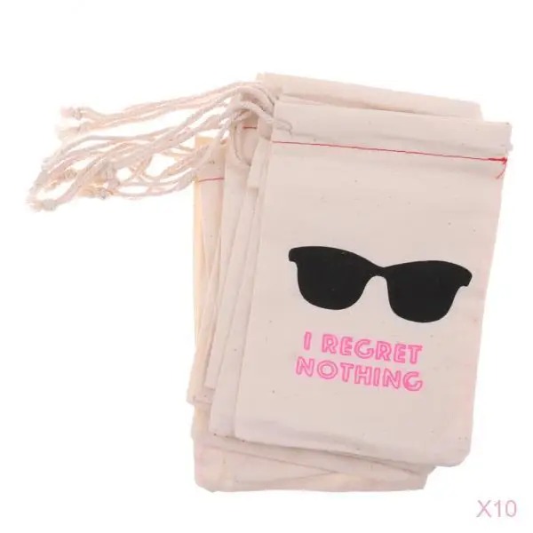 100/Pack I Regret Nothing Hangover Kit Bachelorette Party Favors Gift Bags Wedding Cotton Muslin Welcome Favors Bags