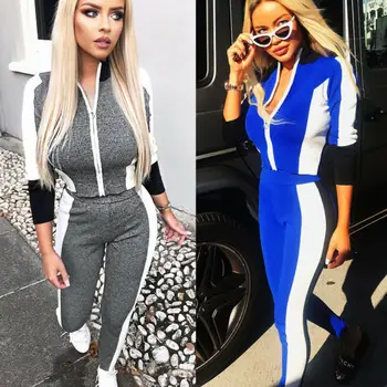 

New Women's Short T-Shirts for Running Hoodies Sport Suit Tracksuit Casual Sweatshirt Top Pants Stripe Women Suit