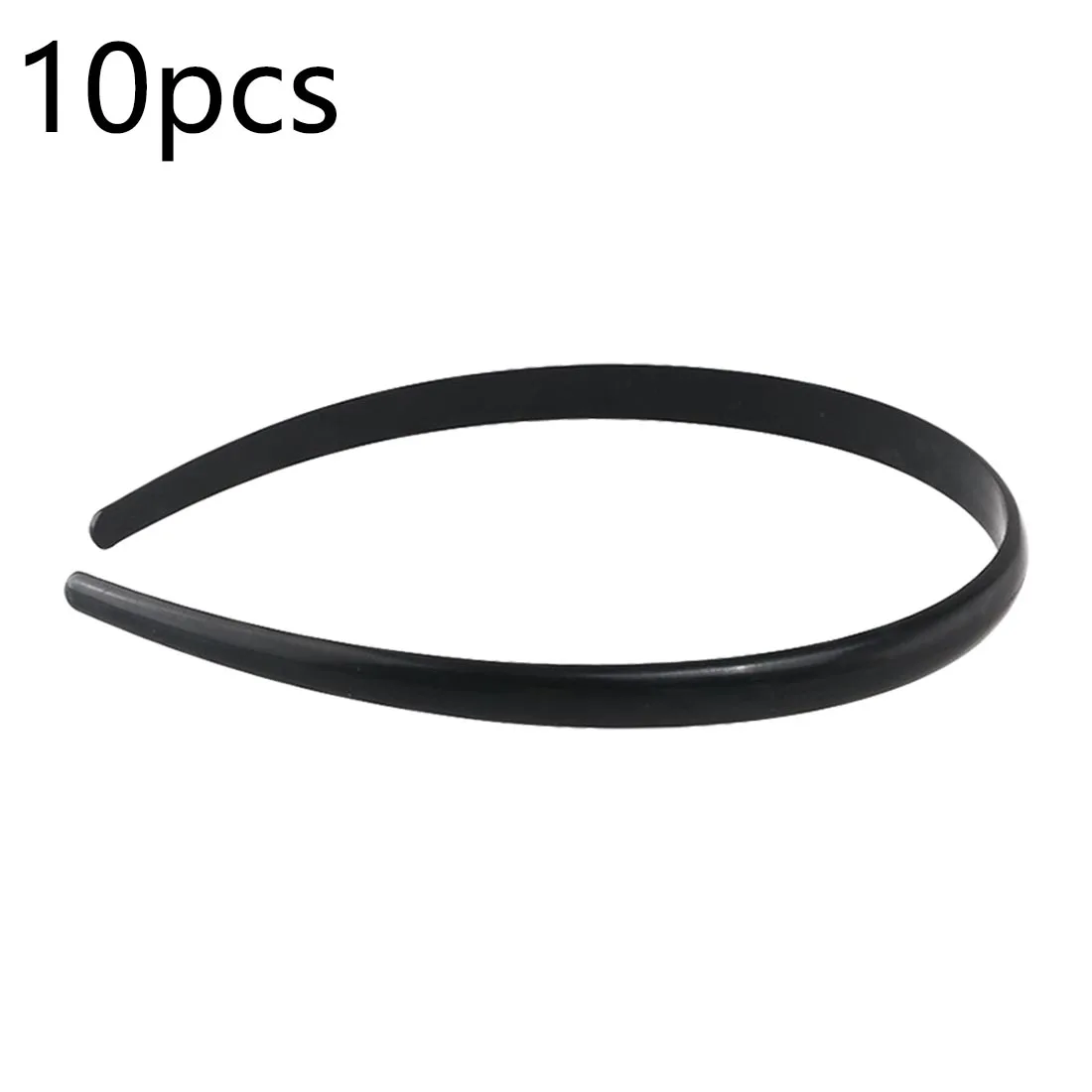 10pcs Plain Lady Plastic Hair Band Headbands No Teeth Headwear Girl Hair DIY Tool Accessories White Black - Цвет: Черный