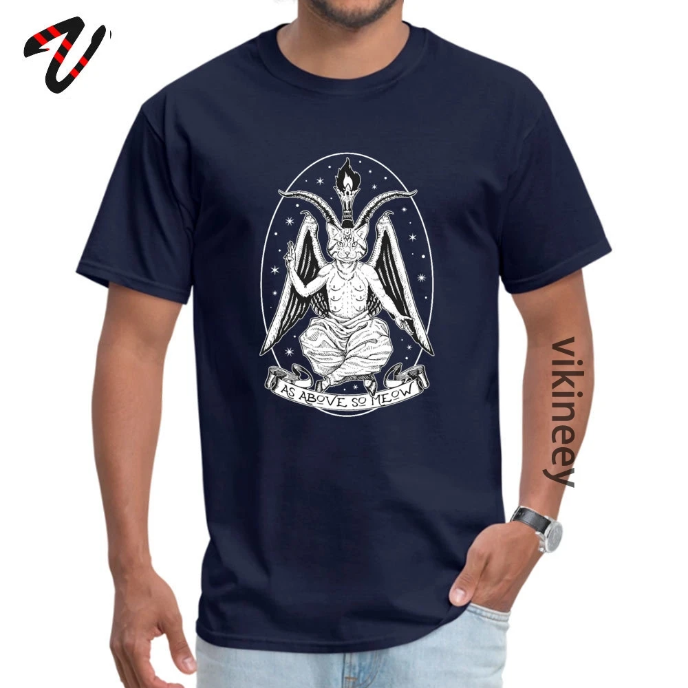 Newest Men Tops Shirt CatBAPHOMET Summer Top T-shirts Pure Cotton Short Sleeve Custom T-shirts O Neck Free Shipping CatBAPHOMET0705 navy
