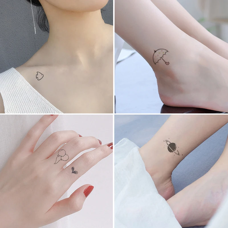 30pcs/set Small Waterproof Temporary Tattoo Sticker Cute Rabbit Heart Moon Flower Fake Tattoo for Body Finger Tattoo Kids Women
