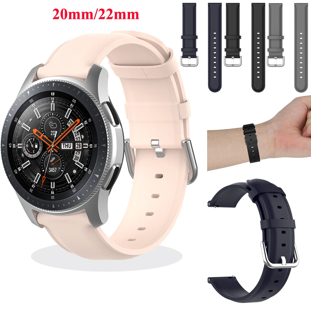 20 мм/22 мм ремешок для смарт часов Samsung Galaxy watch 3 41 45 46/42 S3/S2/спортивный кожаный