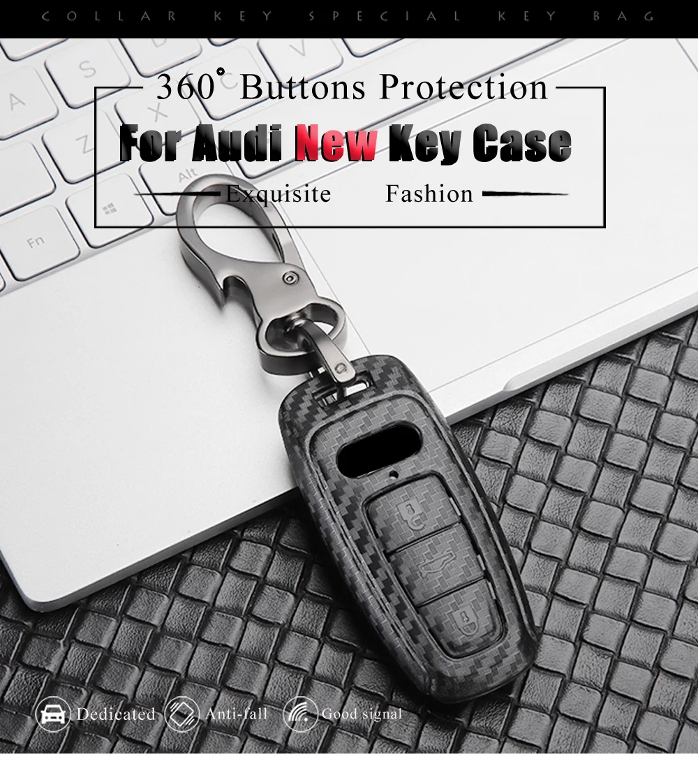 Keyforkess Car styling per Audi A6 RS4 S5 A3 Q3 Q5 S3 A4 Q7 A5 TT 2018 Car Key Bag Cover ABS decorazione custodia protettiva - H76ccf7fdecd8409faa4bd1478cc8e9b4d
