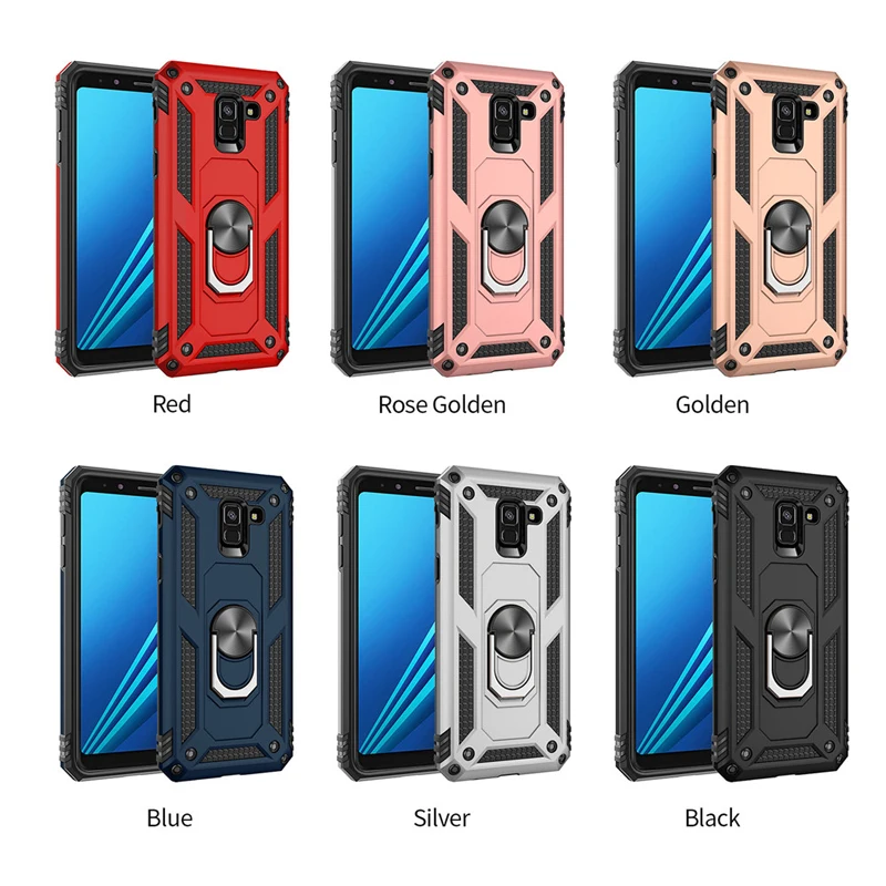 Роскошный чехол с магнитным кольцом для samsung A8, Прочный противоударный чехол с подставкой для samsung A8 Plus A530FA730F