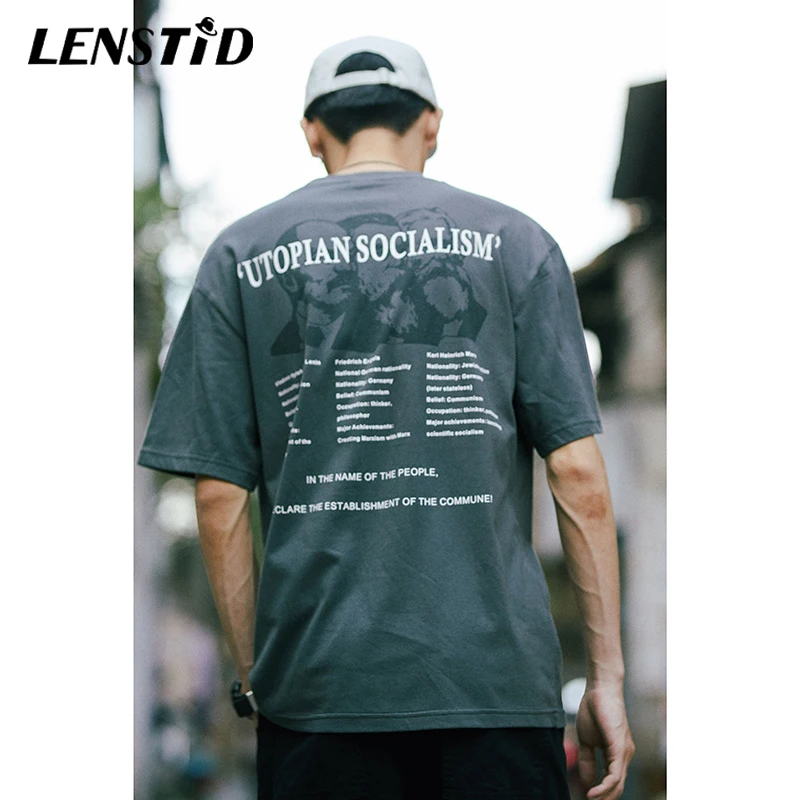 LENSTID Marx энгелс Ленин Сталин футболка с принтом Мужская летняя хлопковая футболка хип-хоп повседневные футболки уличная мода топ тройники