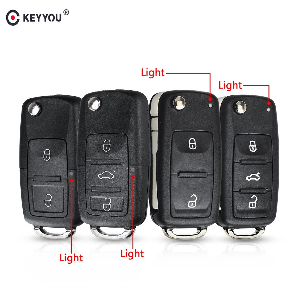 KEYYOU 10PCS 3 BUTTONS FOLDING CAR KEY SWITCHBLADE KEY FLIP KEY SHELL FOR VW POLO PASSAT B5 TIGUAN GOLF VOLKSWAGEN SEAT SKODA