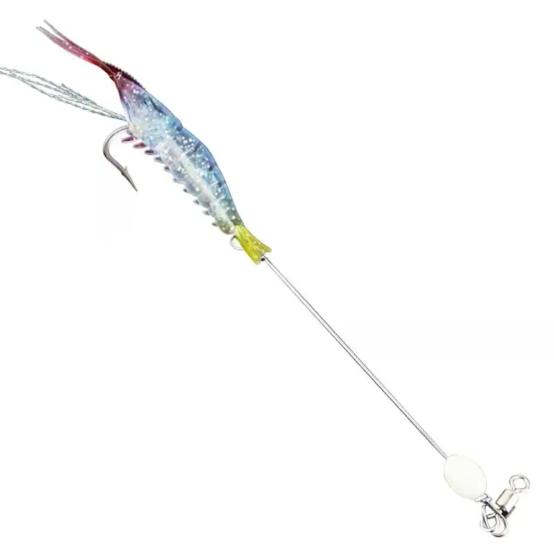 1pcs 8cm Luminous Shrimp Silicon Soft Artificial Bait With Hooks Swivels Anzois Para Pesca Sabiki Rigs Fishing Tackle