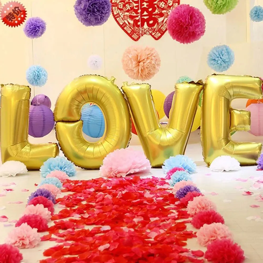 40 дюймовые воздушные шары с надписью Love золотые серебряные фольгированные