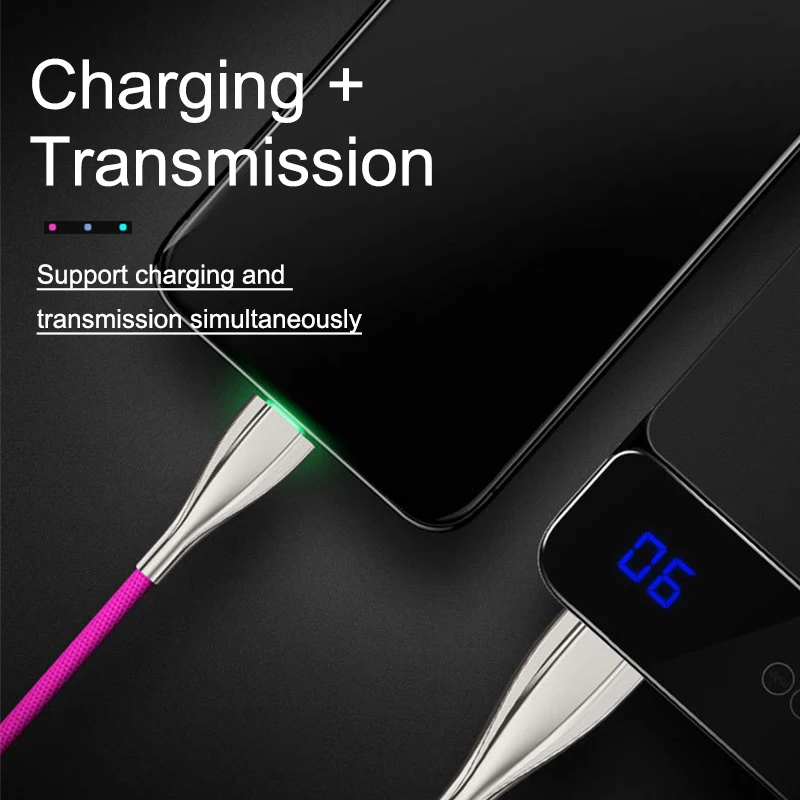 Кабель для передачи данных для мобильного телефона 1 м Android iOS type-c Радужная цветная линия передачи данных удобная переноска 5V2. 4A Быстрая зарядка