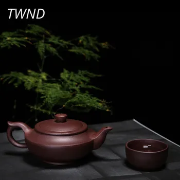 

210CC purple clay yixing teapot chinese kung fu han bian pot zisha kettle suit Oolong Tie Guanyin Puer drinkware 19.3