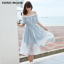 Vero Moda Новое поступление пляжное платье в полоску с открытыми плечами и рукавами до локтя | 31926Z535