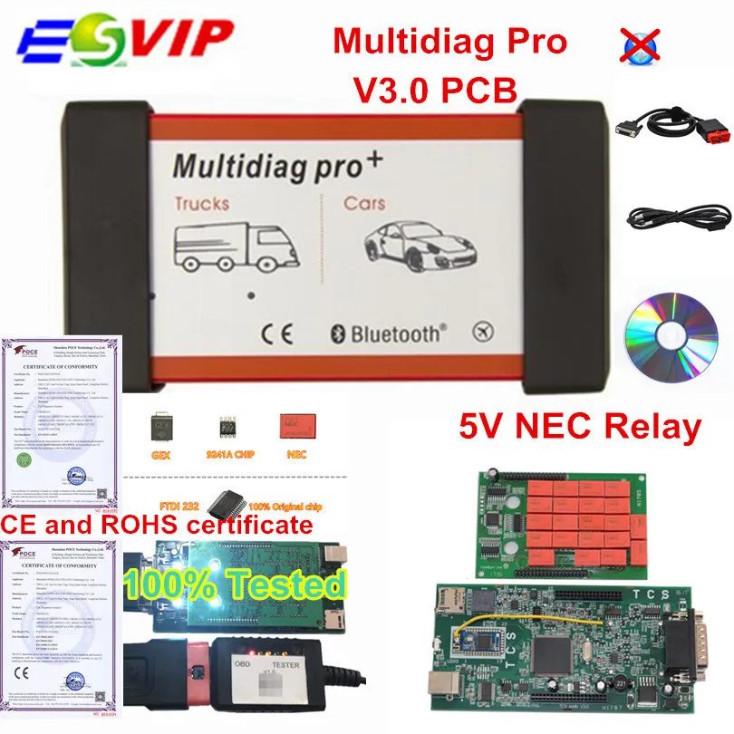 Multidiag Pro Bluetooth OBDIICAT-TCS,1+ keygen новейший tcs V3.0 NEC 9241A зеленый PCB OBD2 автомобильный грузовик диагностический инструмент - Цвет: Multidiag no BT