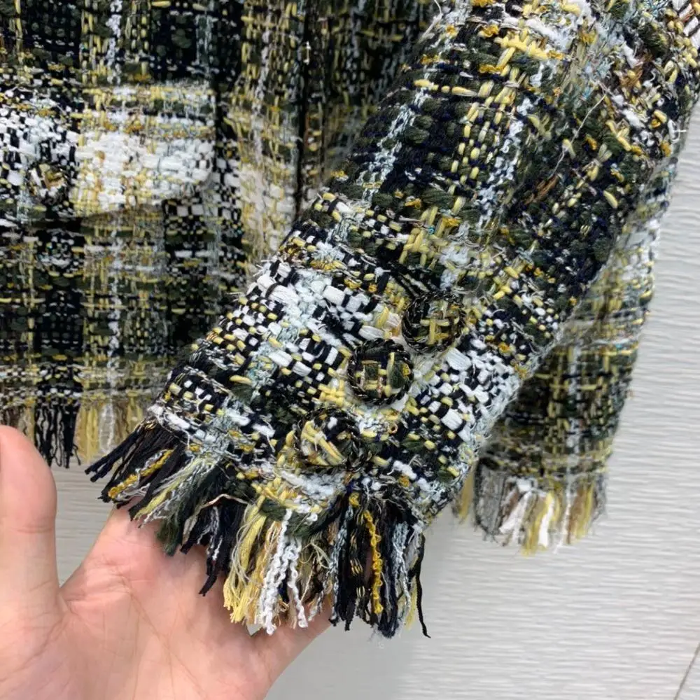 2019FW winner модная Женская Роскошная клетчатая куртка с кисточками, пальто, женская твидовая верхняя одежда, пальто rmsx 11,6