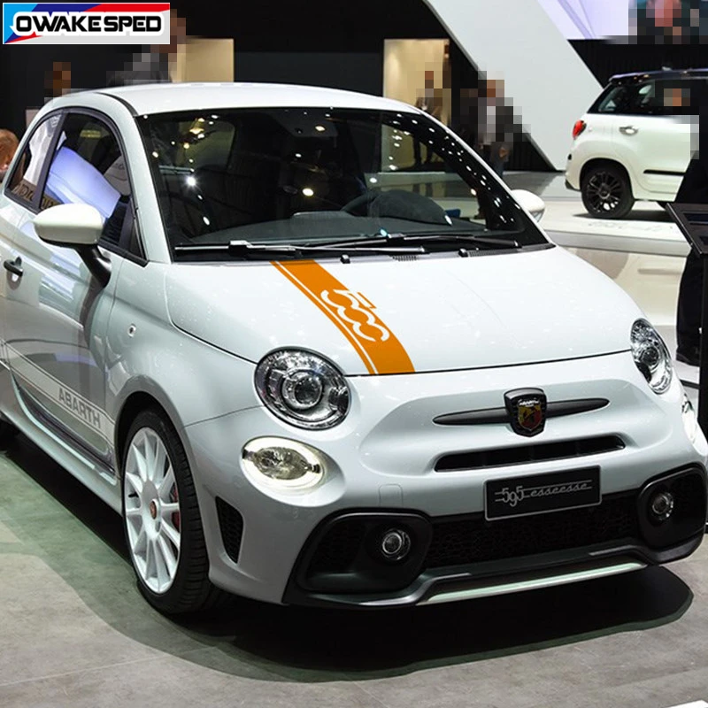 Pegatina deportiva para capó de coche Fiat 500, cubierta de motor, rayas,  decoración de carrocería, calcomanías de vinilo, accesorios exteriores -  AliExpress