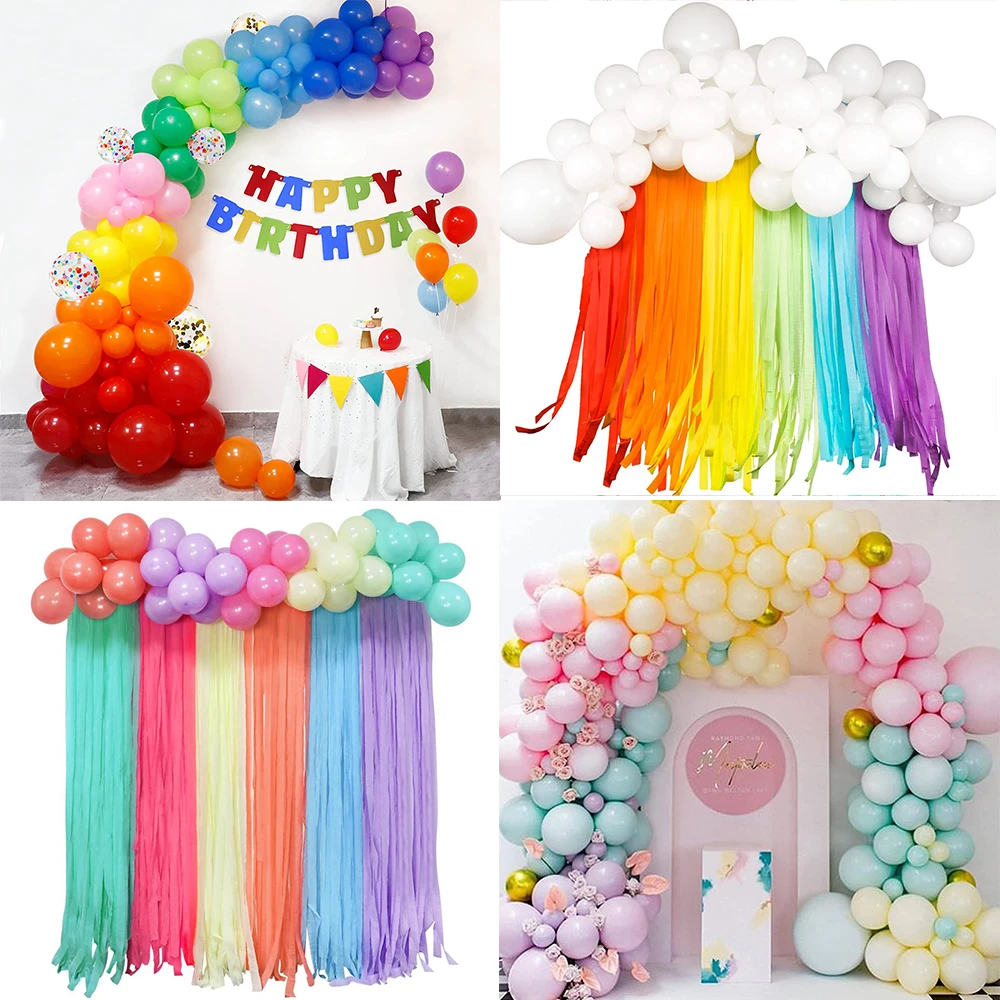 Rainbow Balloon Garland Arch Kit Assorted Color Balloons Rainbow Crepe  Paper Streamers Baby Shower Wedding Birthday Party Decor