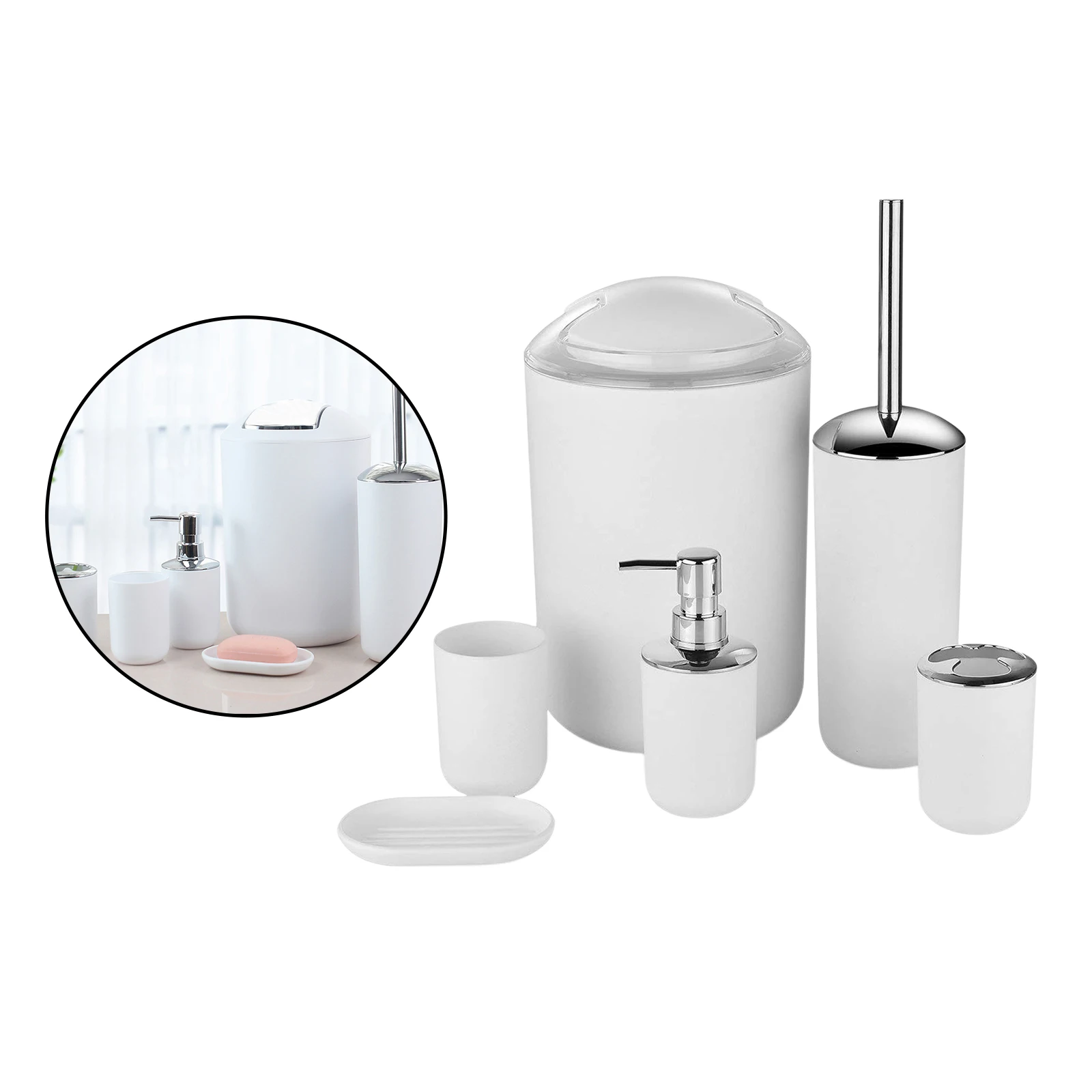 6pcs Luxury Bathroom Accessories Set Soap Dispenser Trash Can Wedding Gifts