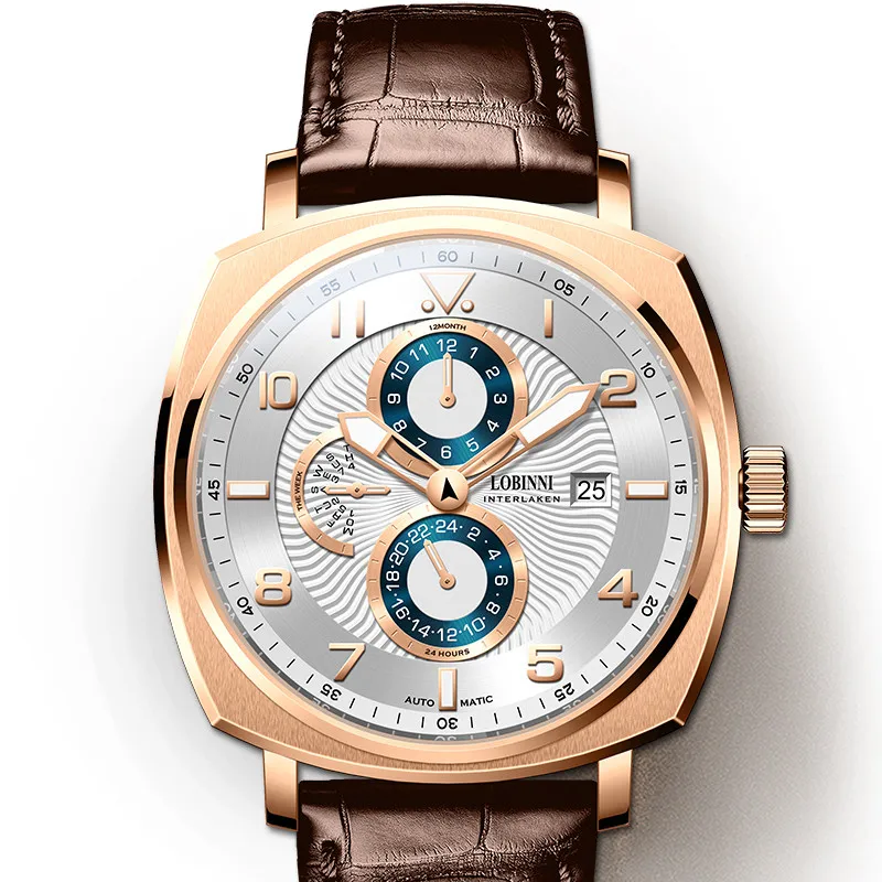Tanio Szwajcaria luksusowa marka LOBINNI Seagull automatyczne mechaniczne zegarki męskie