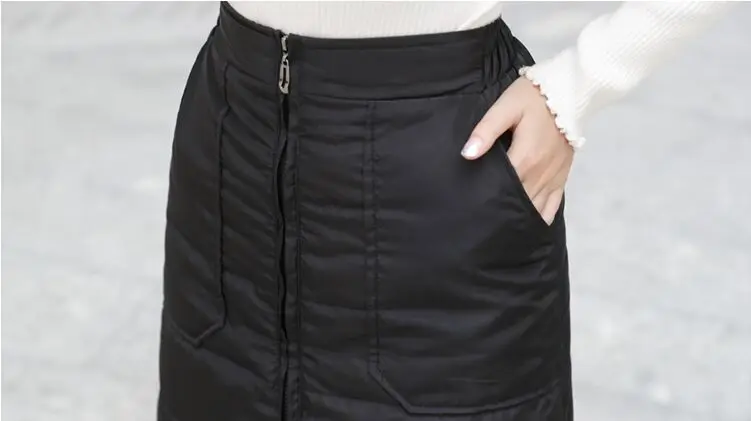 Черный пуховик из хлопка размера плюс винтажная одежда с высокой талией Осень Зима повседневные свободные длинные юбки женская юбка женская уличная одежда
